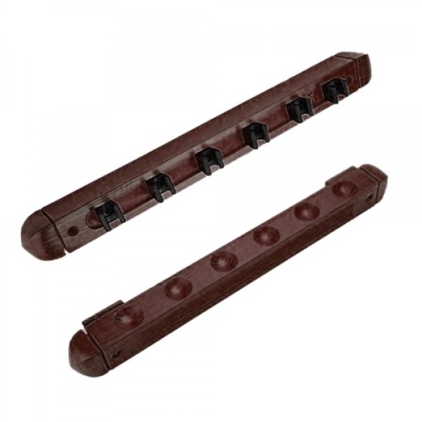 6-Cue Wall Mount Wood Cue Rack Billiard Wall Rack