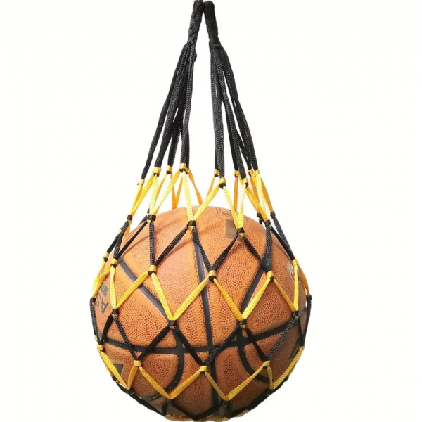 Net Bag, Durable Portable Ball Storage Bag, Mesh Bag Accessories, Sporting Goods, Basketball Cover Drawstring Bag（Black&yellow）